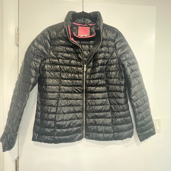 Kate Spade New York Black Quilted Puffer Jacket • Lightweight Zip Coat L - Picture 1 of 9